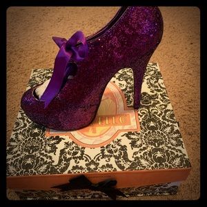 Sparkly purple high heels